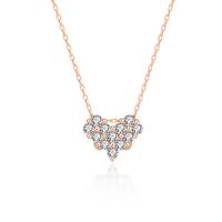 Cubic Zircon Micro Pave 925 Sterling Silver Necklace Heart plated micro pave cubic zirconia & for woman Length Approx 15.74 Inch Sold By PC