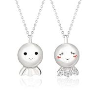 Couple Necklace, 925 Sterling Silver, Cartoon, platinum color plated, different styles for choice & micro pave cubic zirconia, Sold By PC
