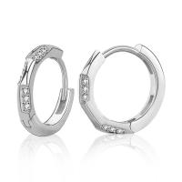 925 Sterling Silver Huggie Hoop Earring, plated, micro pave cubic zirconia & for woman, more colors for choice, 14x13mm, Sold By Pair