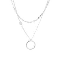 Титановые стали ожерелье, титан, Двойной слой & Мужская, серебряный, длина:Приблизительно 45 см, продается PC