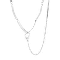 Titanium Steel Necklace, Unisex, silver color, Length:43 cm, Sold By PC