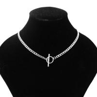 Titanium Steel Necklace, Unisex, silver color, Length:36 cm, Sold By PC