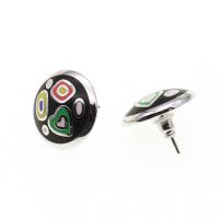 Iron Stud Earring for woman & enamel mixed colors 18mm Sold By Bag