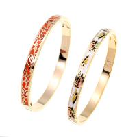 Stainless Steel Bangle 304 Stainless Steel for woman & enamel 65mm Sold By Bag