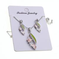 Rhinestone Stainless Steel Jewelry Set earring & necklace 304 Stainless Steel for woman & enamel & with rhinestone mixed colors 36mm Length Approx 45 cm Sold By Bag