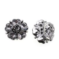 Iron Button Findings, Flower, with rhinestone, silver color, 41mm, 10PCs/Bag, Sold By Bag