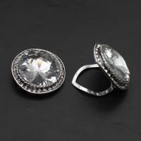 Iron Button Findings, Round, with rhinestone, silver color, 36mm, 10PCs/Bag, Sold By Bag