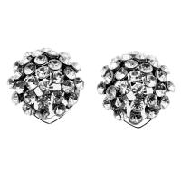 Iron Button Findings, with rhinestone, silver color, 36mm, 10PCs/Bag, Sold By Bag