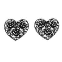 Iron Button Findings, Heart, with rhinestone, silver color, 39mm, 10PCs/Bag, Sold By Bag