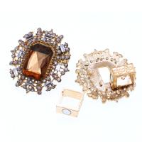 Iron Button Findings, with rhinestone, golden, 60mm, 10PCs/Bag, Sold By Bag