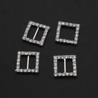 Iron Bracelet Findings, Square, with rhinestone, silver color, 16mm, 50PCs/Bag, Sold By Bag