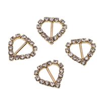 Iron Bracelet Findings, Heart, with rhinestone, golden, 15mm, 50PCs/Bag, Sold By Bag