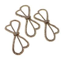 Iron Brooch Findings, Bowknot, with rhinestone, golden, 74mm, 10PCs/Bag, Sold By Bag