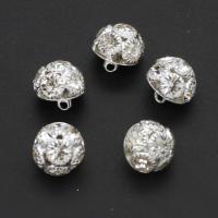 Iron Shank Button, with rhinestone, silver color, 12mm, 50PCs/Bag, Sold By Bag