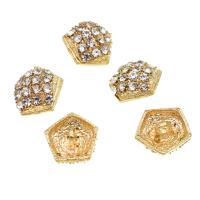 Iron Shank Button, with rhinestone, golden, 17mm, 10PCs/Bag, Sold By Bag