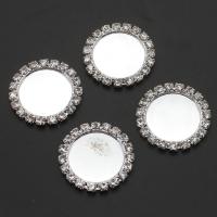 Iron Cabochon, Round, with rhinestone, silver color, 30mm, 50PCs/Bag, Sold By Bag