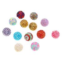 Resin Beads, Round, DIY & with rhinestone, more colors for choice, 17mm, 50PCs/Bag, Sold By Bag