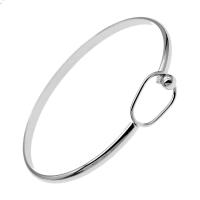 Brass Cuff Bangle, for woman, silver color, 67mm, 10PCs/Bag, Sold By Bag