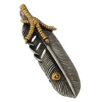Bijoux pendentifs en acier inoxydable , Acier inoxydable 316, forme de plume, bijoux de mode & DIY & unisexe & noircir, noire, 22x80x11.50mm, Trou:Environ 5mm, Vendu par PC