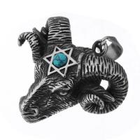 Stainless Steel Animal Pendants, 316 Stainless Steel, with turquoise, Sheep, fashion jewelry & DIY & Unisex & blacken, black, 43x42x23mm, Hole:Approx 7mm, Sold By PC
