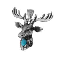Stainless Steel Animal Pendants 316 Stainless Steel with turquoise Antlers fashion jewelry & DIY & Unisex & blacken black Approx 5mm Sold By PC