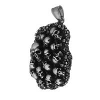 Stainless Steel Skull Pendants, 316 Stainless Steel, fashion jewelry & DIY & Unisex & blacken, black, 33.50x50x8mm, Hole:Approx 5mm, Sold By PC