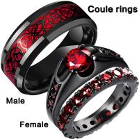 Couple Finger Rings Zinc Alloy plated fashion jewelry & Unisex  & for couple & with rhinestone two different colored Sold By PC