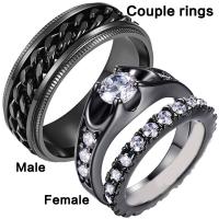 Pár prsteny, Zinek, módní šperky & unisex & různé velikosti pro výběr & různé styly pro výběr & za pár & s drahokamu, dvě různé barevné, Otvor:Cca 5mm, Prodáno By PC