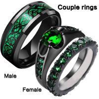 Pár prsteny, Zinek, módní šperky & unisex & různé velikosti pro výběr & různé styly pro výběr & za pár & s drahokamu, dvě různé barevné, Otvor:Cca 5mm, Prodáno By PC