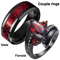 Couple Finger Rings Zinc Alloy plated fashion jewelry & Unisex  & for couple & with rhinestone two different colored Approx 5mm Sold By PC