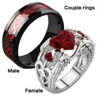 Couple Finger Rings, Tibetan Style, plated, fashion jewelry & Unisex & different size for choice & different styles for choice & for couple & with rhinestone, two different colored, Hole:Approx 5mm, Sold By PC