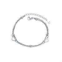 Brass Bracelet & Bangle with 1.19 extender chain platinum color plated Double Layer & fashion jewelry platinum color nickel lead & cadmium free Length 15 cm Sold By PC