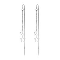 Brass Thread Through Earrings, platinum color plated, fashion jewelry, platinum color, nickel, lead & cadmium free, 8mm,10mm, Length:85 mm, Sold By Pair