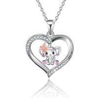 Tibetan Style Jewelry Necklace, with 1.97 extender chain, Heart, silver color plated, fashion jewelry & enamel & with rhinestone, silver color, nickel, lead & cadmium free, 22x25mm, Length:45 cm, Sold By PC