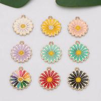 Tibetan Style Enamel Pendants, Daisy, gold color plated, DIY, more colors for choice, nickel, lead & cadmium free, 24x18.50mm, 100PCs/Bag, Sold By Bag