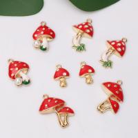 Tibetan Style Enamel Pendants, mushroom, gold color plated, DIY & different styles for choice, more colors for choice, nickel, lead & cadmium free, 100PCs/Bag, Sold By Bag