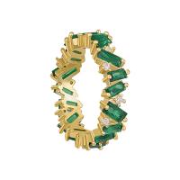 Cúbicos Circonia Micro Pave anillo de latón, metal, chapado en color dorado, micro arcilla de zirconia cúbica & para mujer, libre de níquel, plomo & cadmio, 17mm, tamaño:6.5, Vendido por UD