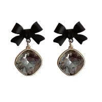 Zinc Alloy Drop Earrings with Plastic Square plated Korean style & for woman Sold By Pair
