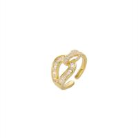 Kubieke Circonia Micro Pave Brass Ring, Messing, Geometrisch Patroon, plated, Koreaanse stijl & micro pave zirconia & voor vrouw, meer kleuren voor de keuze, nikkel, lood en cadmium vrij, Maat:6-8, Verkocht door PC