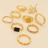 Zinc Alloy Ring Set plated nine pieces & for woman & with rhinestone nickel lead & cadmium free US Ring Sold By Set