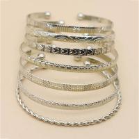 Zinc Alloy Cuff Bangle plated 7 pieces & for woman nickel lead & cadmium free 60mm Sold By Set