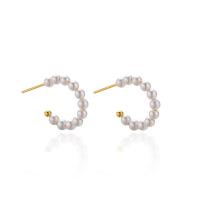 925 Sterling Silver Stud Earring, with Shell Pearl, plated, for woman, more colors for choice, 16mm, Sold By Pair