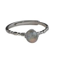 Sterling Silver Jewelry Finger Ring, 925 sterline d'argento, with Moonstone, placcato color platino, Regolabile & per la donna, Venduto da PC