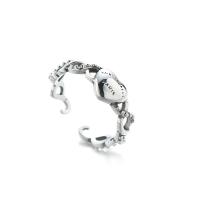 925 Sterling Silver Finger Rings, platinum color plated, with letter pattern & for woman, Sold By PC