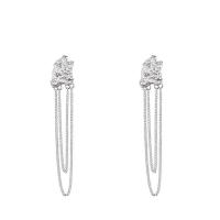 925 Sterling Silver Drop &  Dangle Earrings, platinum color plated, for woman, 9x64mm, Sold By Pair