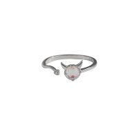 Sterling Silver Jewelry Finger Ring, 925 sterline d'argento, placcato color platino, Regolabile & per la donna & con strass, Venduto da PC