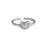 925 Sterling Silver Finger Rings, Tiger, platinum color plated, Adjustable & for woman, Sold By PC