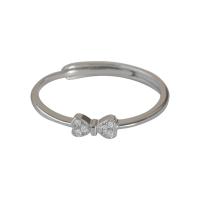 Cubic Zirconia Micro Pave 925 Sterling Silver Rings plated Adjustable & micro pave cubic zirconia & for woman Sold By PC