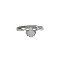 Solidny srebrny pierścień, 925 Srebro, ze Muszla, Platerowane w kolorze platyny, Regulowane & dla kobiety, sprzedane przez PC