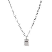 925 Sterling Silver Necklaces, platinum color plated, with letter pattern & for woman, Length:Approx 17.32 Inch, Sold By PC